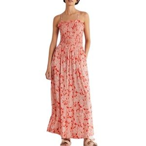 Anthropologie Boden NWT Firecracker Orange White Paisley  Jersey Maxi Dress